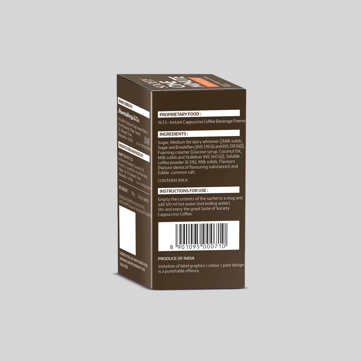 Cappuccino Premix Mono Carton - Pack of 2 100 g x 2