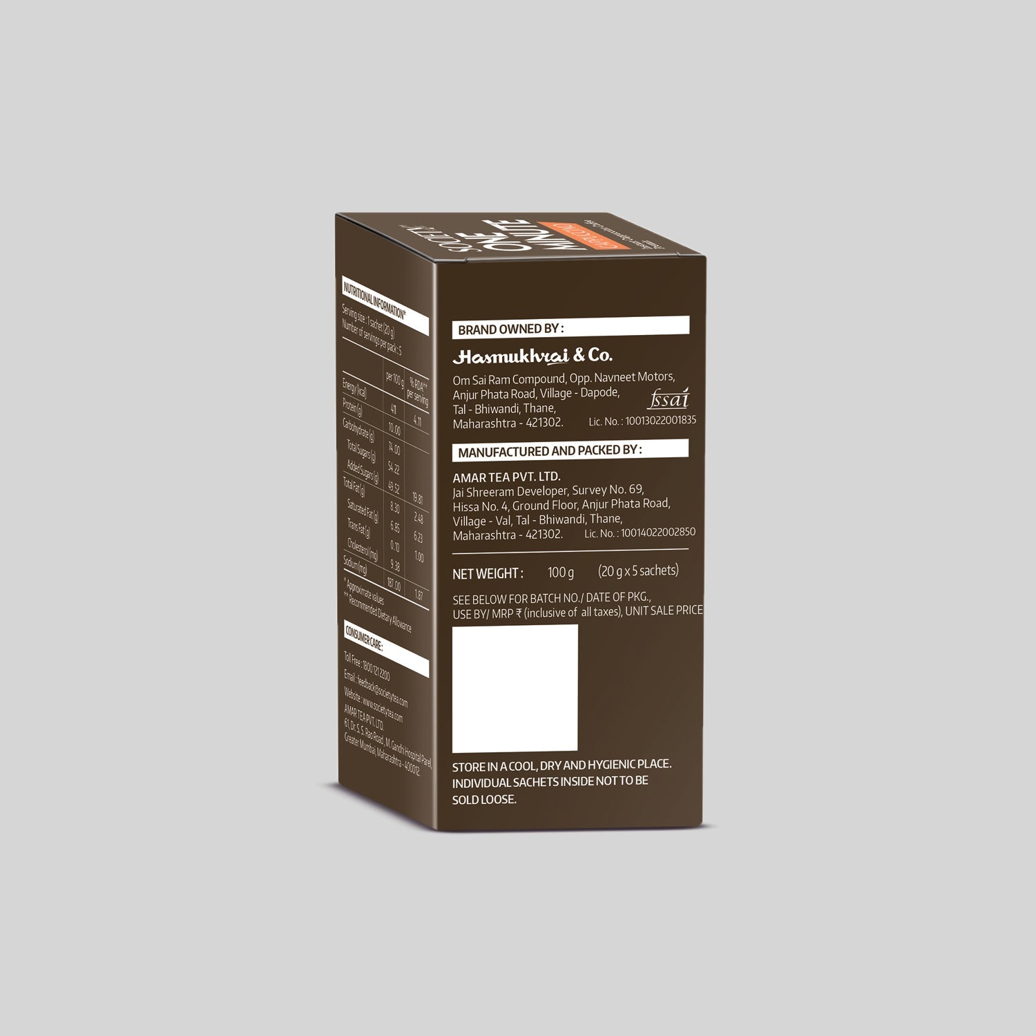 Cappuccino Premix Mono Carton - Pack of 2 100 g x 2