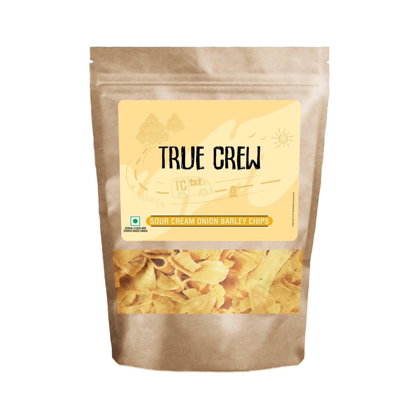 TRUE CREW - Sour Cream Onion Barley Chips, 125 g 125g