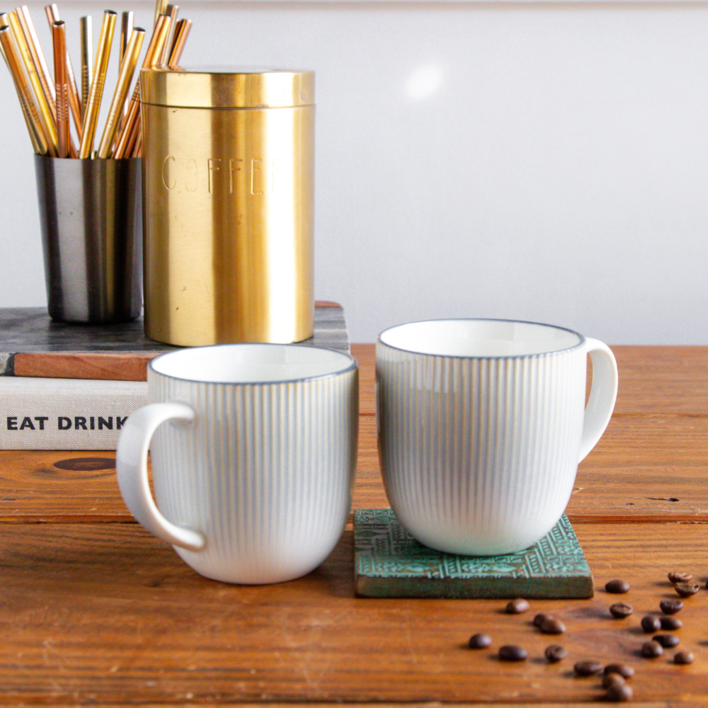Aura Lines Blue Mist Coffee Mug (Set of 2) – 350 ml 350ml