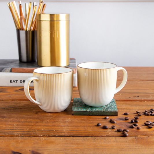 Aura Lines Golden Hue Coffee Mug (Set of 2) – 350 ml 350ml