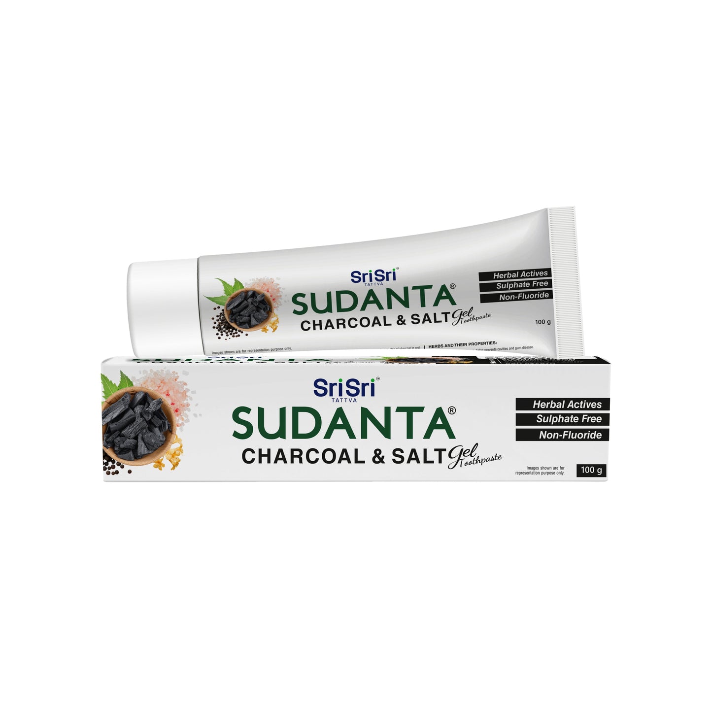 【Sri Sri Tattva】 Sudanta Gel Toothpaste with Charcoal & Salt (SLS-Free, Non-Fluoride, Vegetarian)｜ スダンタ ジェル歯みがき（チャコール＆ソルト／SLSフリー／フッ素不使用／ベジタリアン）｜ 100g