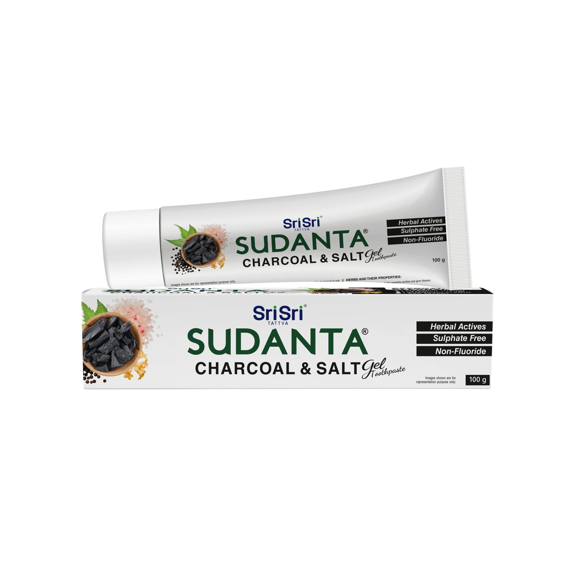 Sudanta Gel Toothpaste With Charcoal & Salt | SLS Free | Non - Fluoride | 100% Vegetarian, 100 g 100g