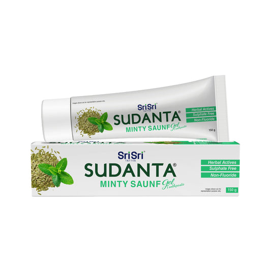 【Sri Sri Tattva】 Sudanta Minty Saunf Gel Toothpaste (Non-Fluoride, 100% Vegetarian)｜ スダンタ ミンティー サウンフ ジェル歯みがき（ノンフッ素、100%ベジタリアン）｜ 150g
