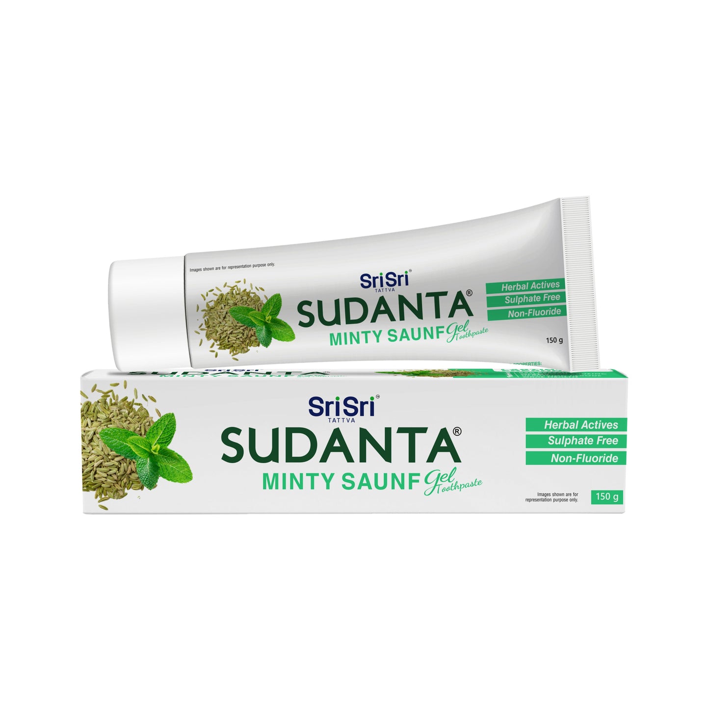 Sudanta Minty Saunf Gel Toothpaste - Non - Fluoride - 100% Vegetarian, 150 g 150g