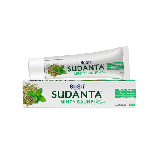 【Sri Sri Tattva】 Sudanta Minty Saunf Gel Toothpaste (Non-Fluoride, 100% Vegetarian)｜ スダンタ ミンティー サウンフ ジェル歯みがき（ノンフッ素、100%ベジタリアン）｜ 80g