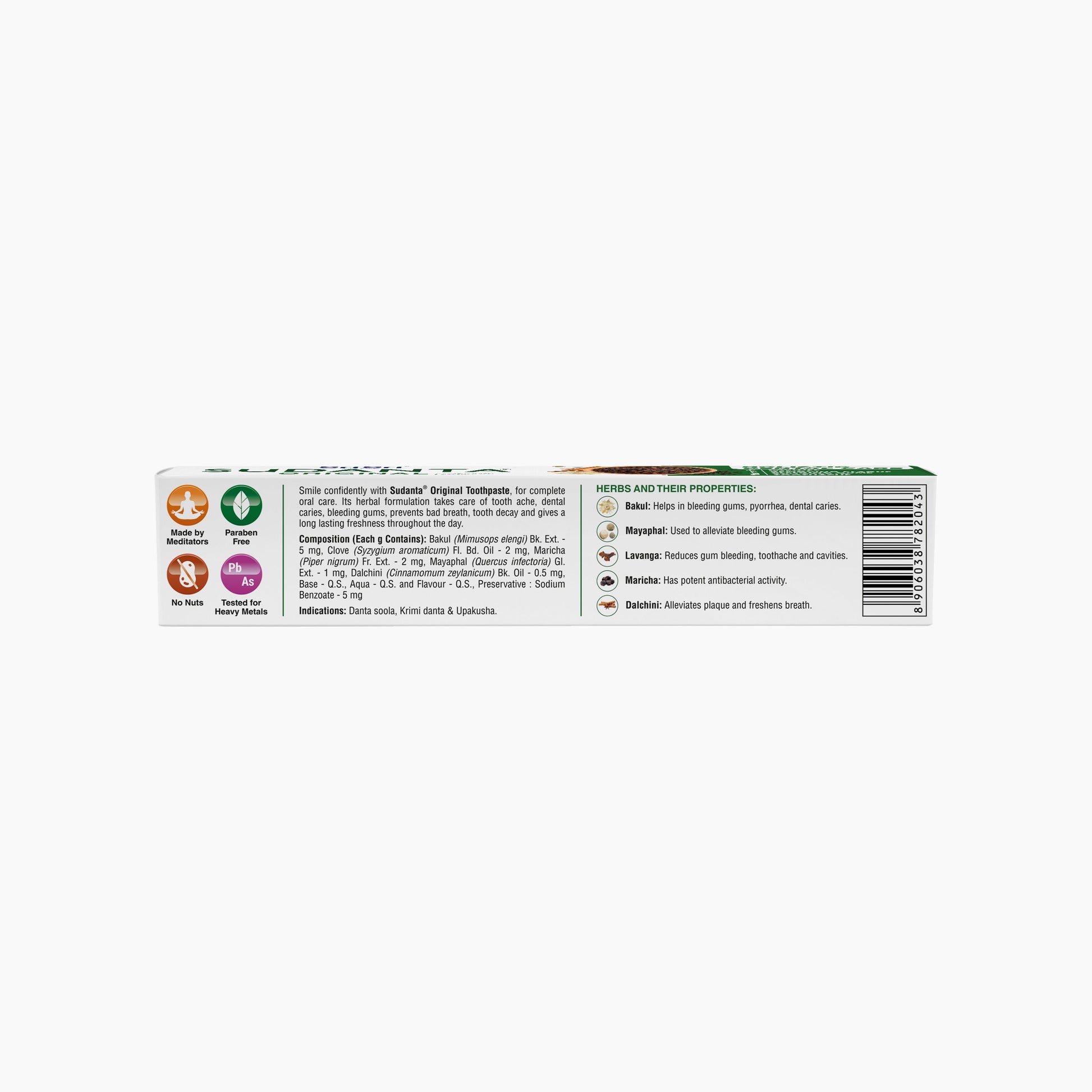 Sudanta Original Toothpaste -  Non - Fluoride - 100% Vegetarian, 100 g 100g