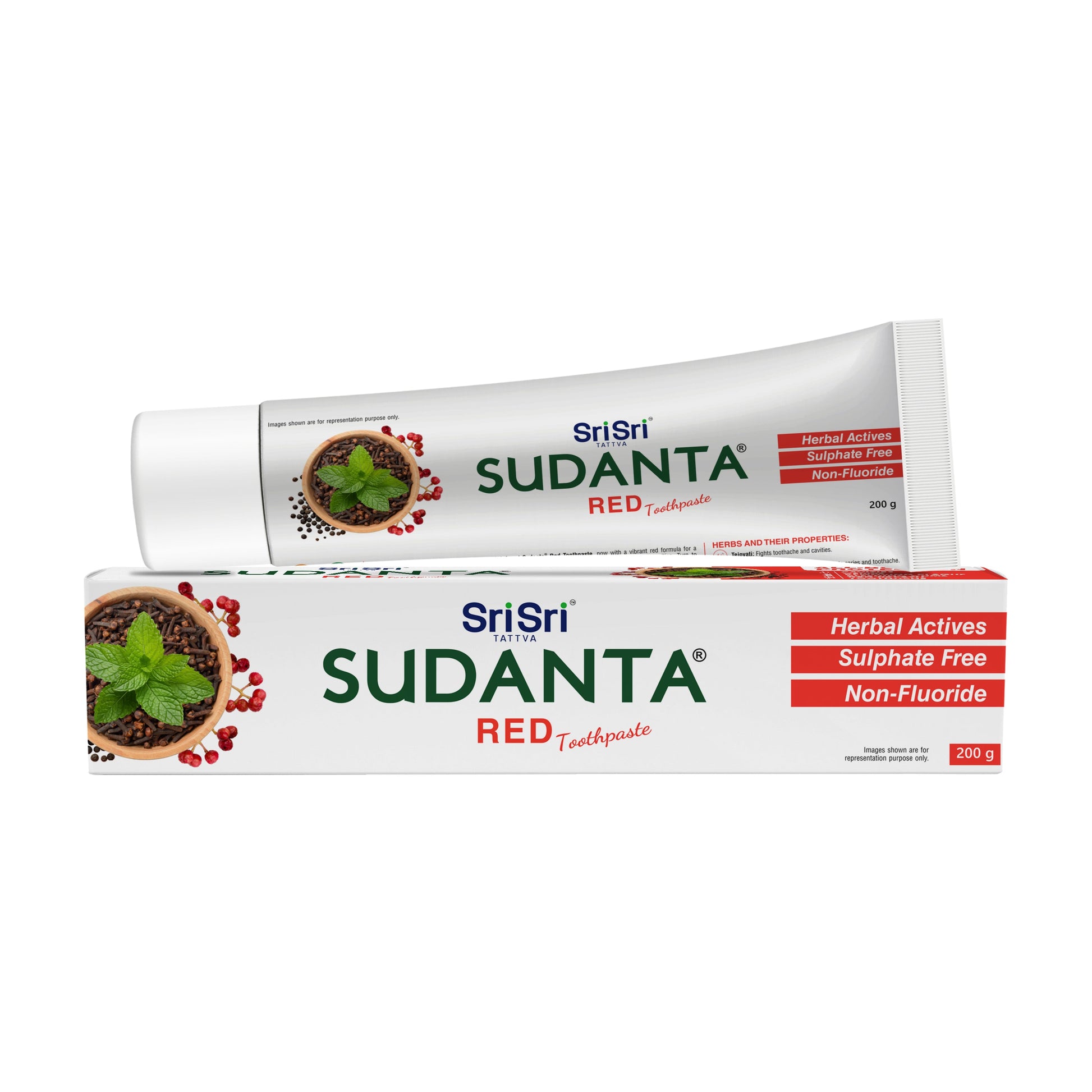 【Sri Sri Tattva】 Sudanta Red Toothpaste (Non-Fluoride, 100% Vegetarian)｜ スダンタ レッド 歯みがき粉（ノンフッ素、100%ベジタリアン）｜ 200g