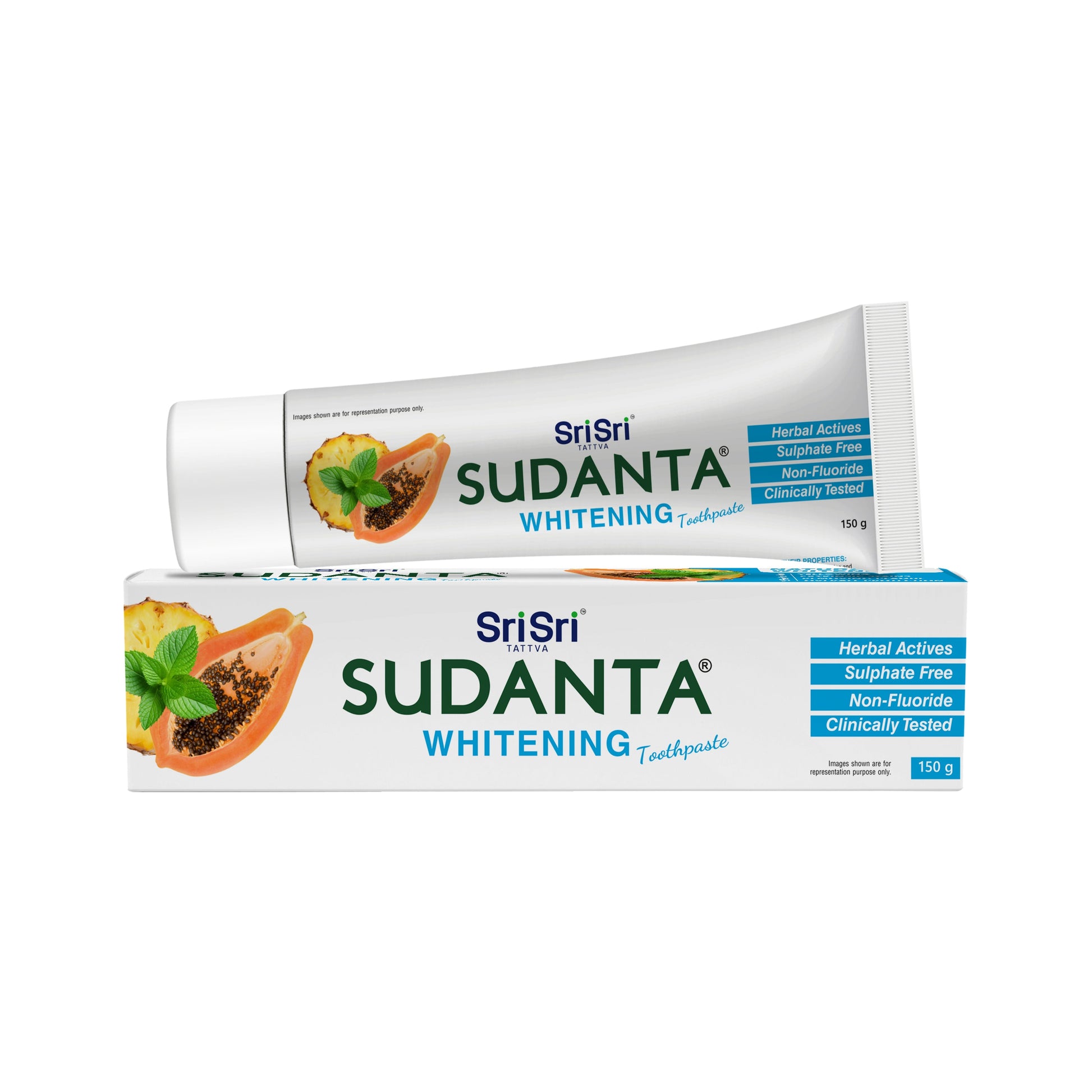 【Sri Sri Tattva】 Sudanta Whitening Toothpaste (Non-Fluoride, 100% Vegetarian)｜ スダンタ ホワイトニング歯みがき粉（ノンフッ素、100%ベジタリアン）｜ 150g