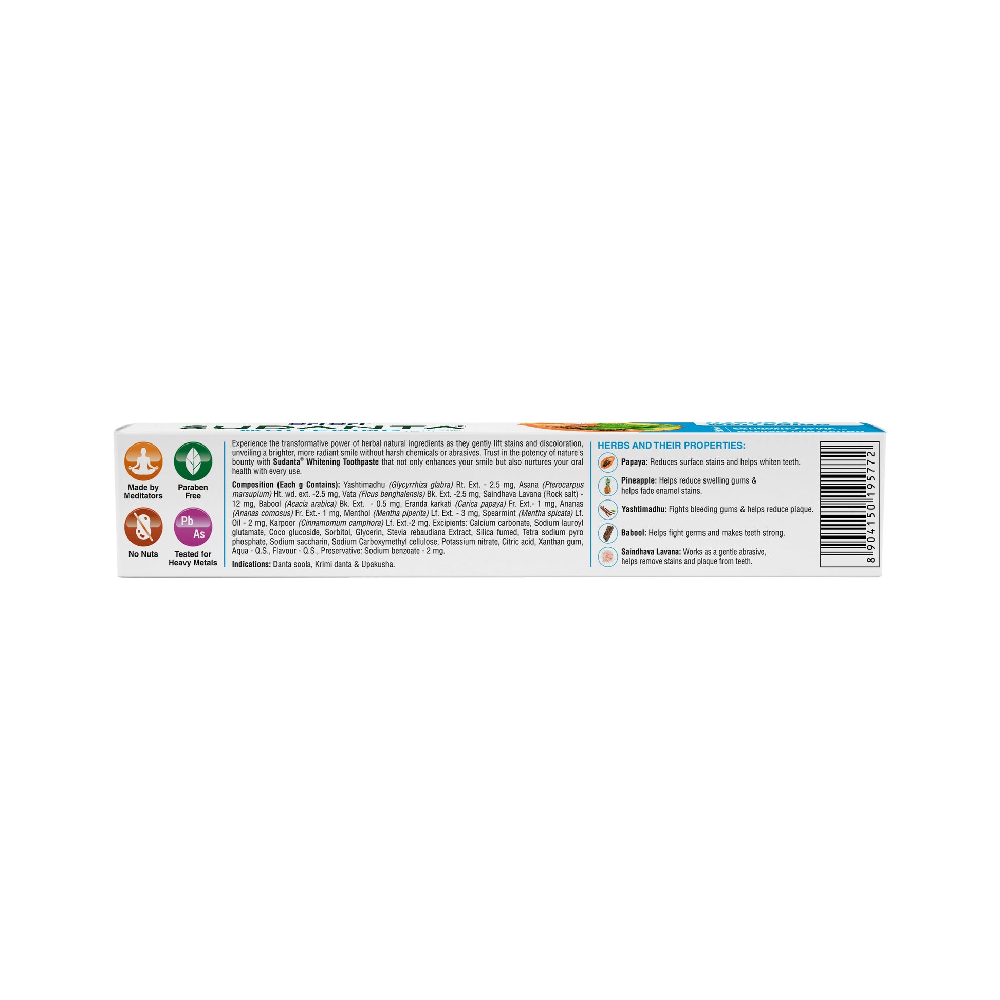 Sudanta Whitening Toothpaste - Non - Fluoride - 100% Vegetarian, 150 g 150g