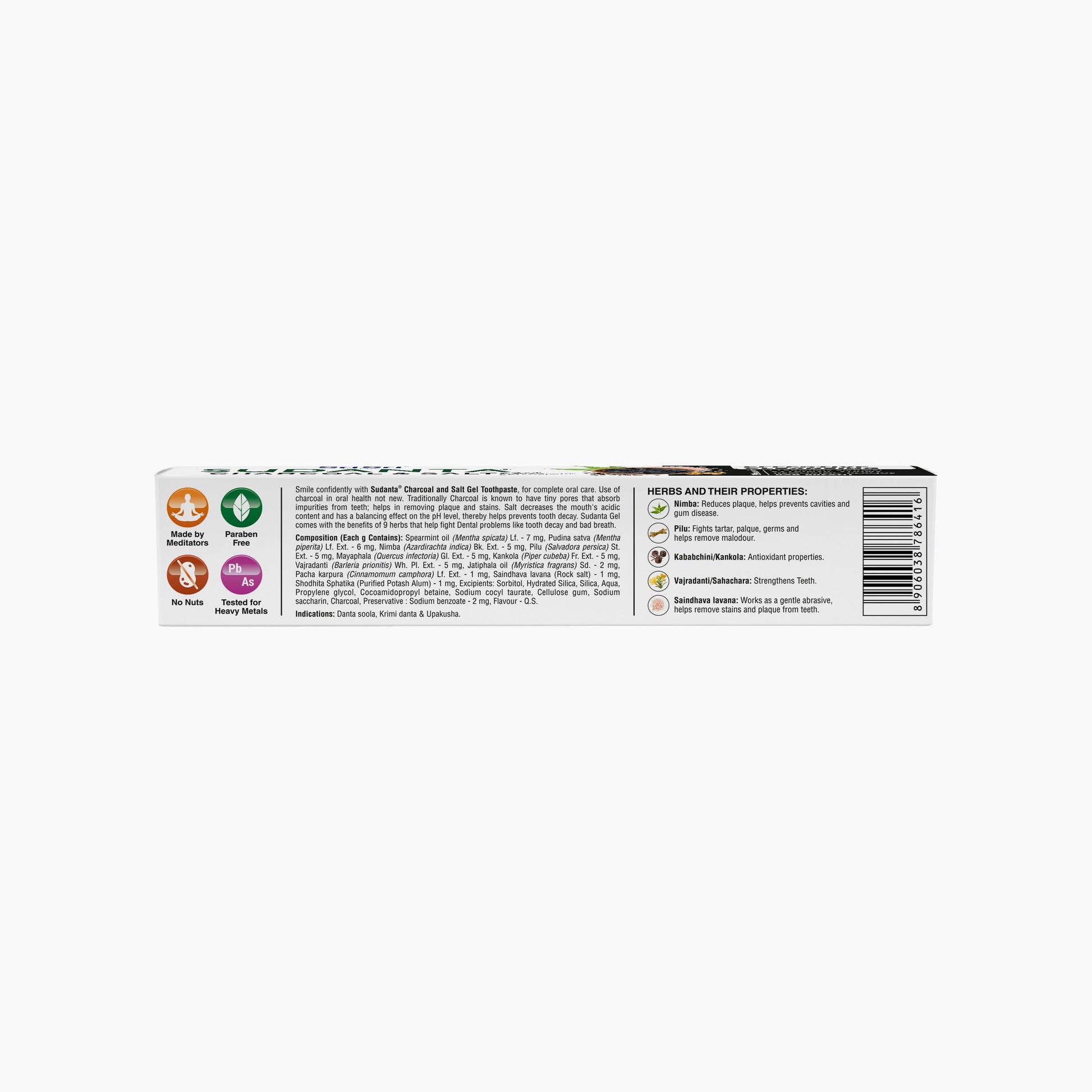 Sudanta Gel Toothpaste With Charcoal & Salt | SLS Free | Non - Fluoride | 100% Vegetarian, 100 g 100g