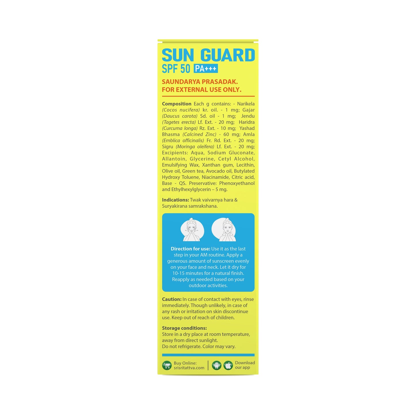Sunguard, SPF 50 PA +++ | With Anti Oxidants Moringa, Carrot Seed Oil & Turmeric | 50 g 50g