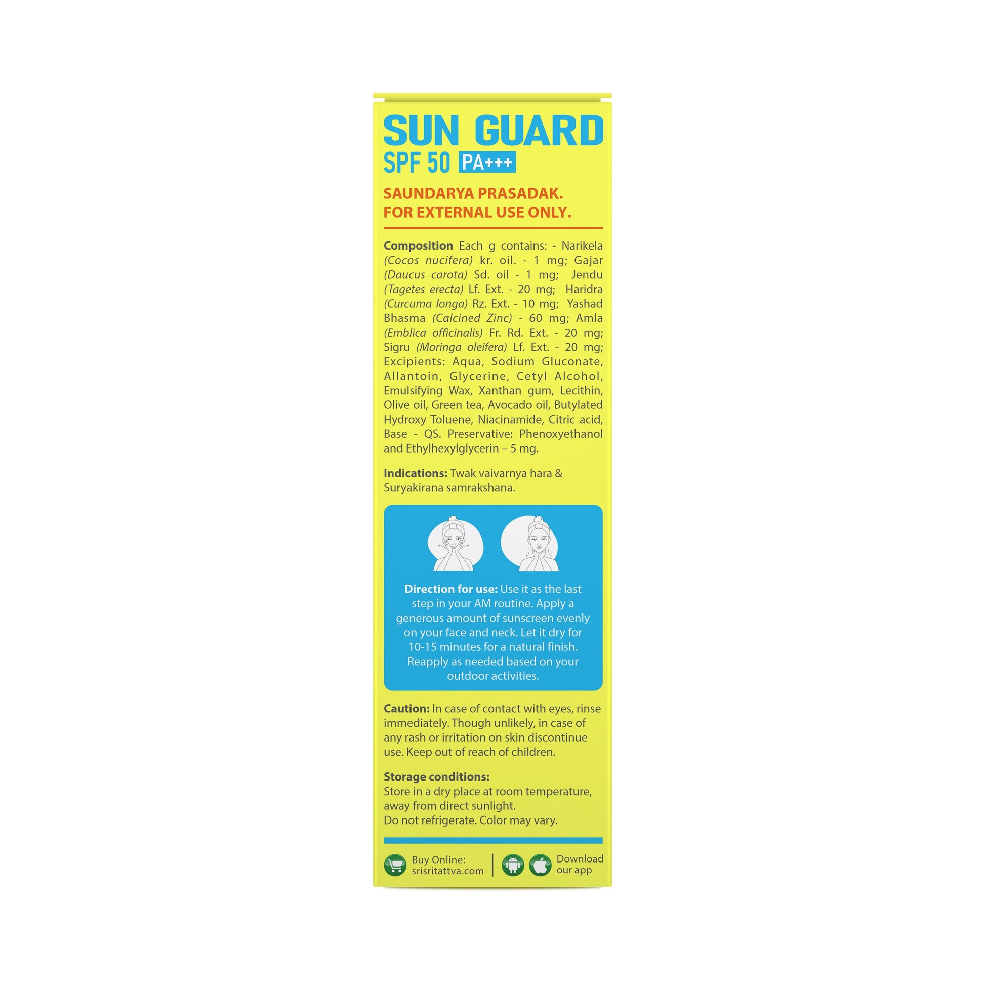 Sunguard, SPF 50 PA +++ | With Anti Oxidants Moringa, Carrot Seed Oil & Turmeric | 50 g 50g