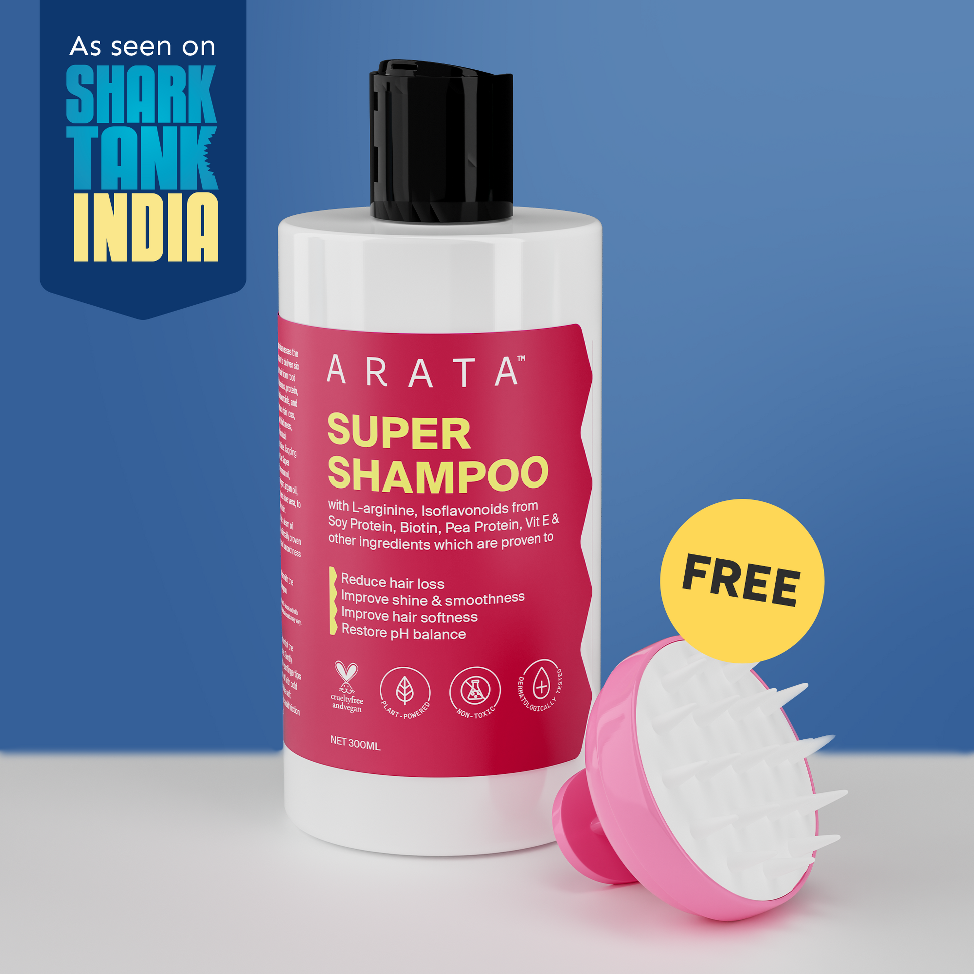 Biotin & Protein Rich  Super Shampoo for Daily Nourishment, Damage & Frizz Control  - 300ml + Free Scalp Massager 300ml