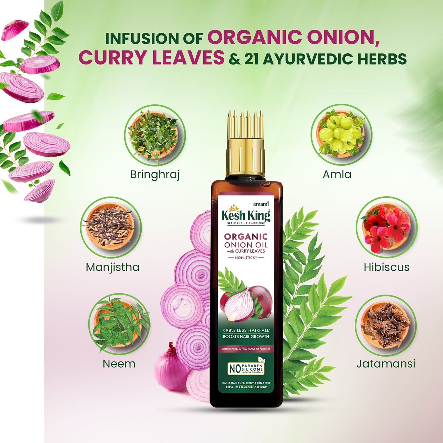Kesh King Organic Onion Oil With Curry Leaves 100 ml