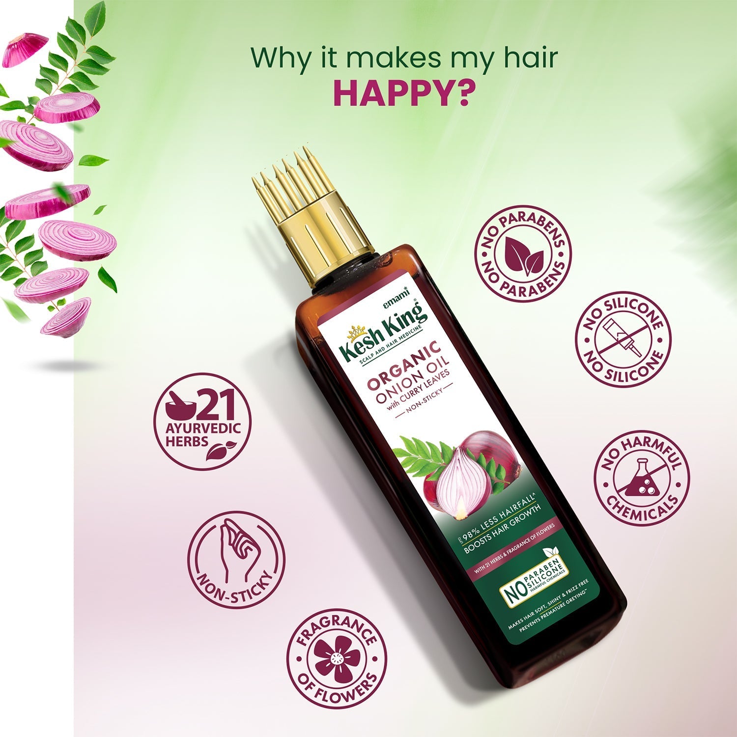 Kesh King Organic Onion Oil With Curry Leaves 200 ml
