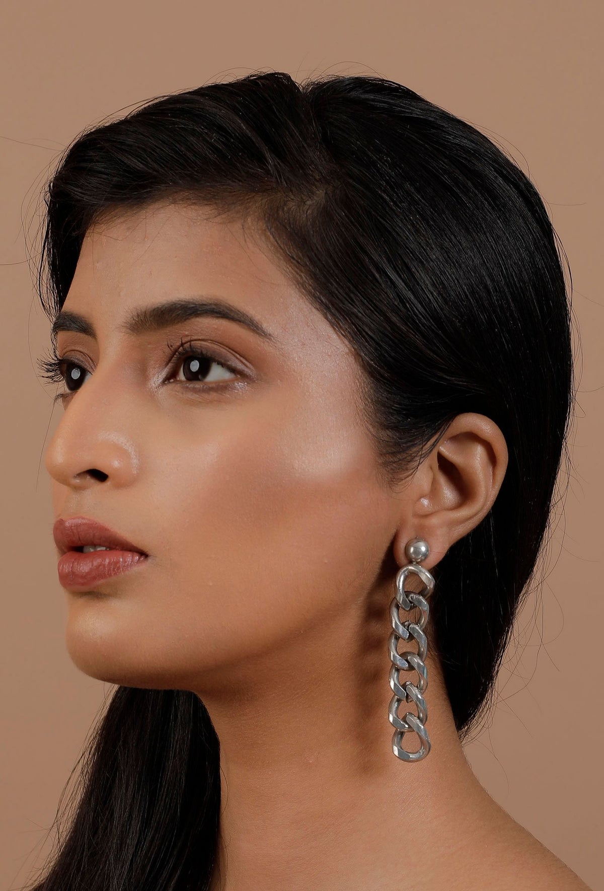 Inbar Twisted Silver Chain Earrings