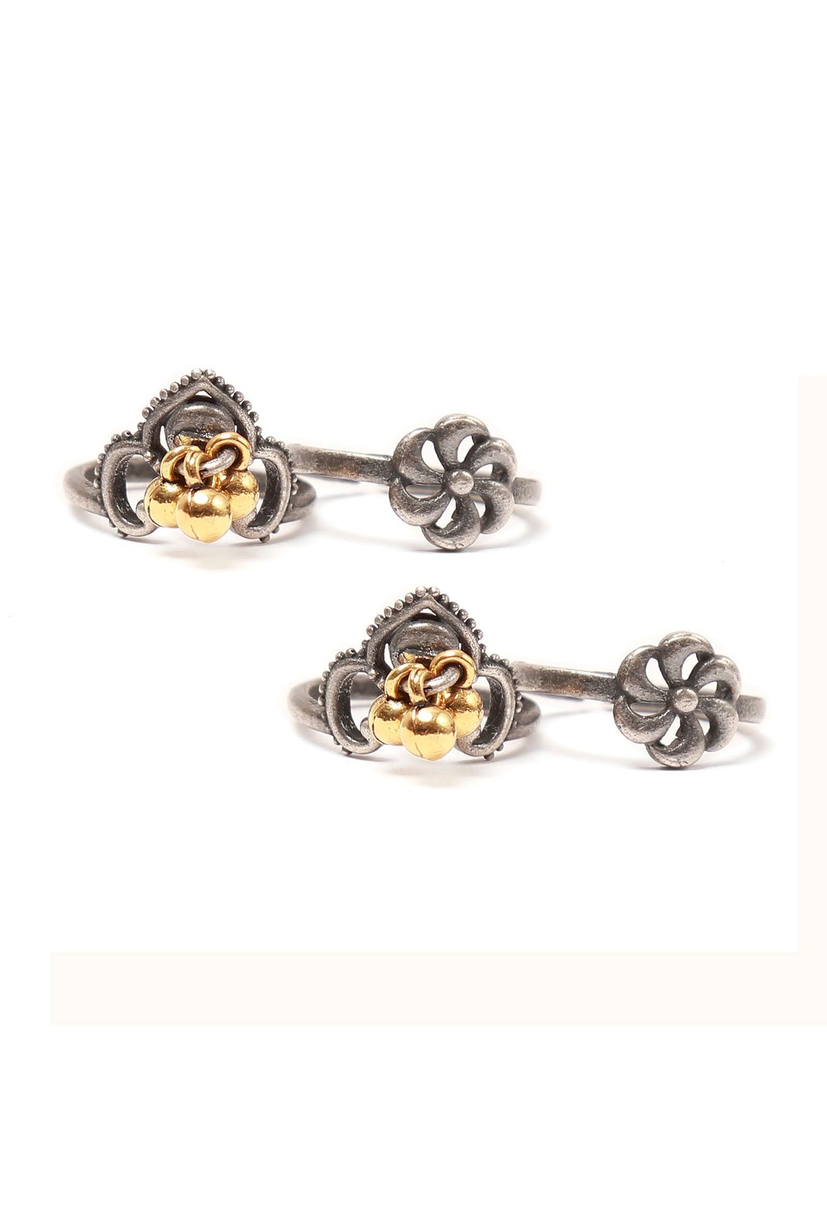 Set of 4: Gold Lotus Silver Brass Toering