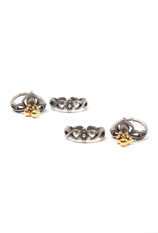 Set of 4: Unnati Silver Brass Toering