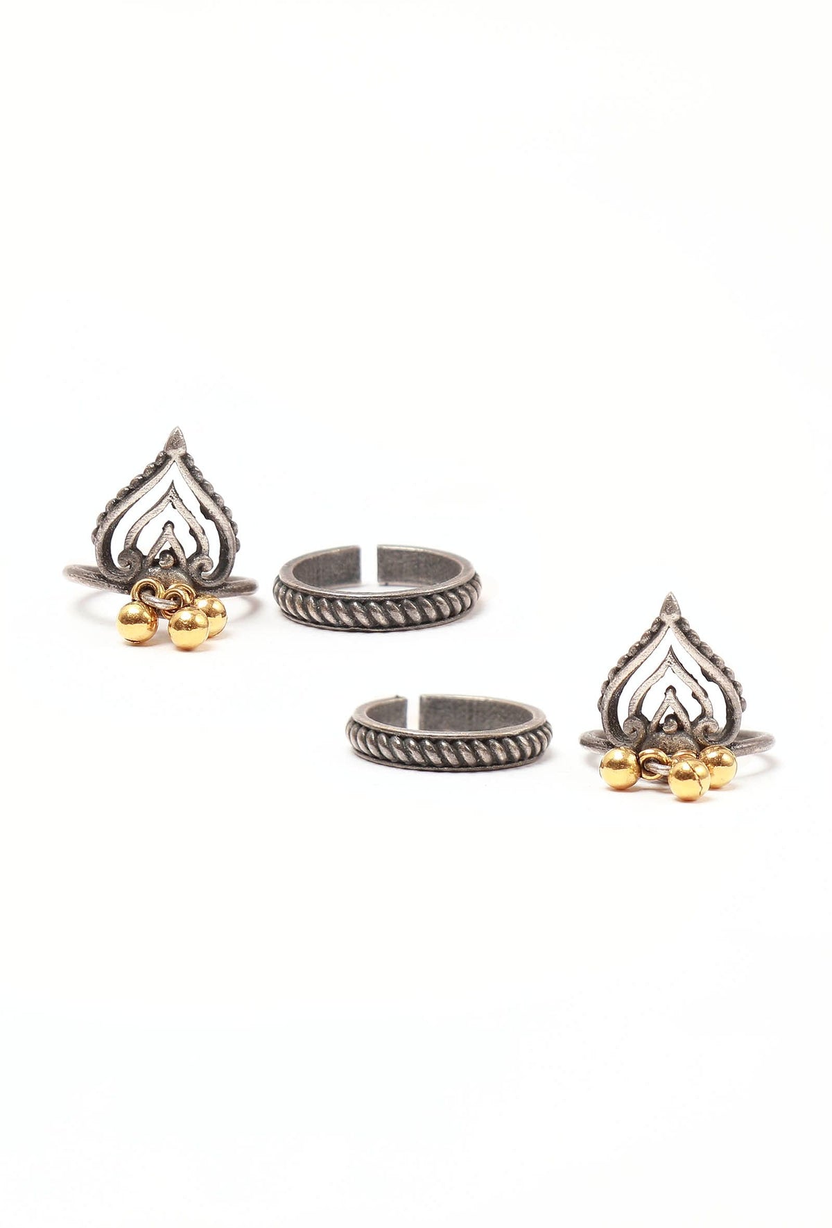 Set of 4: Swara Silver Brass Toering