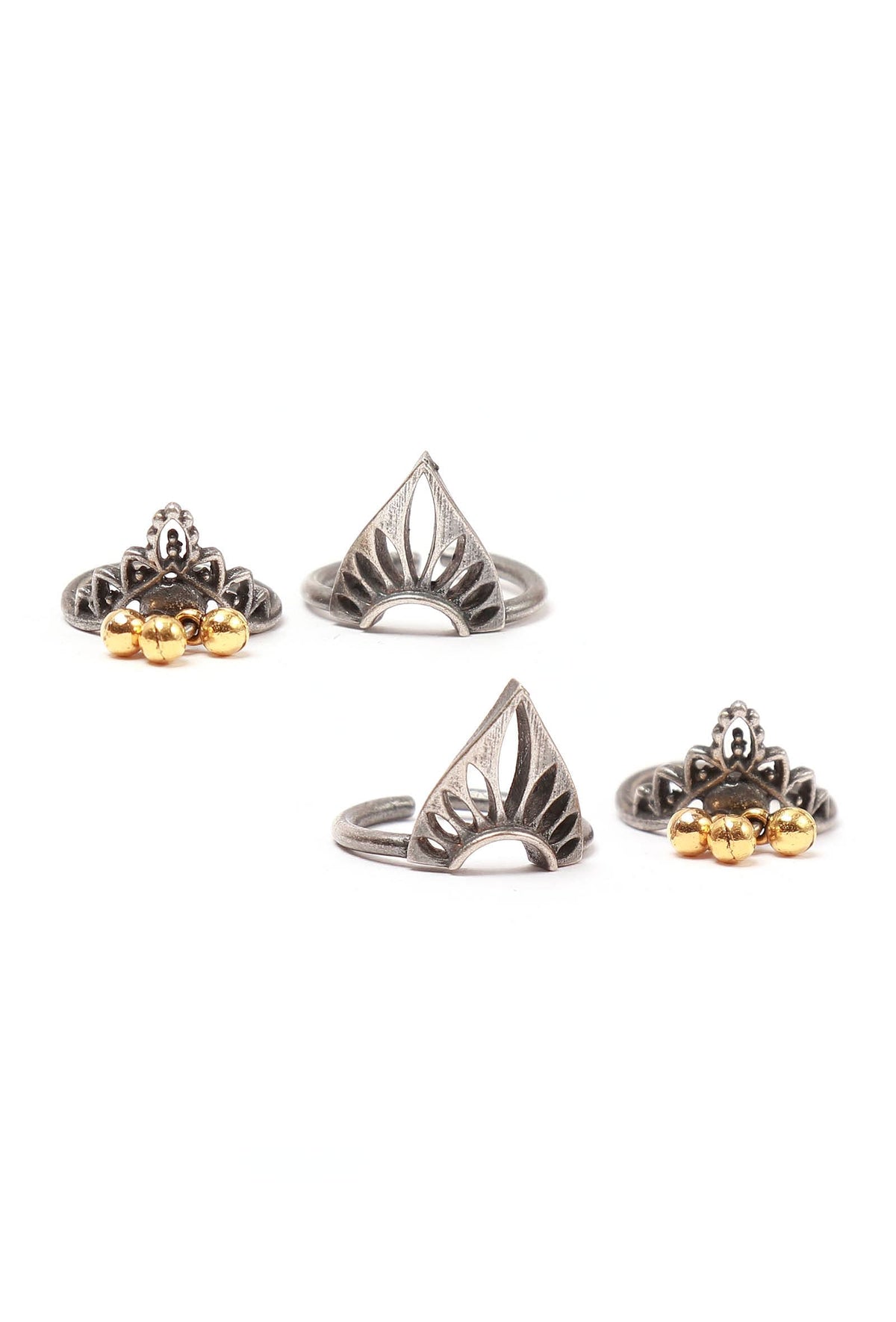 Set of 4: Pratai Silver Brass Toering