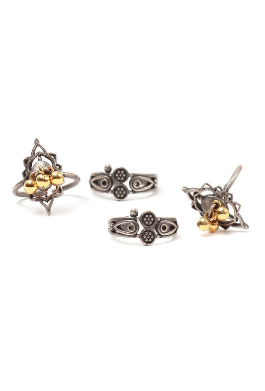 Set of 4: Lotus Silver Brass Toering