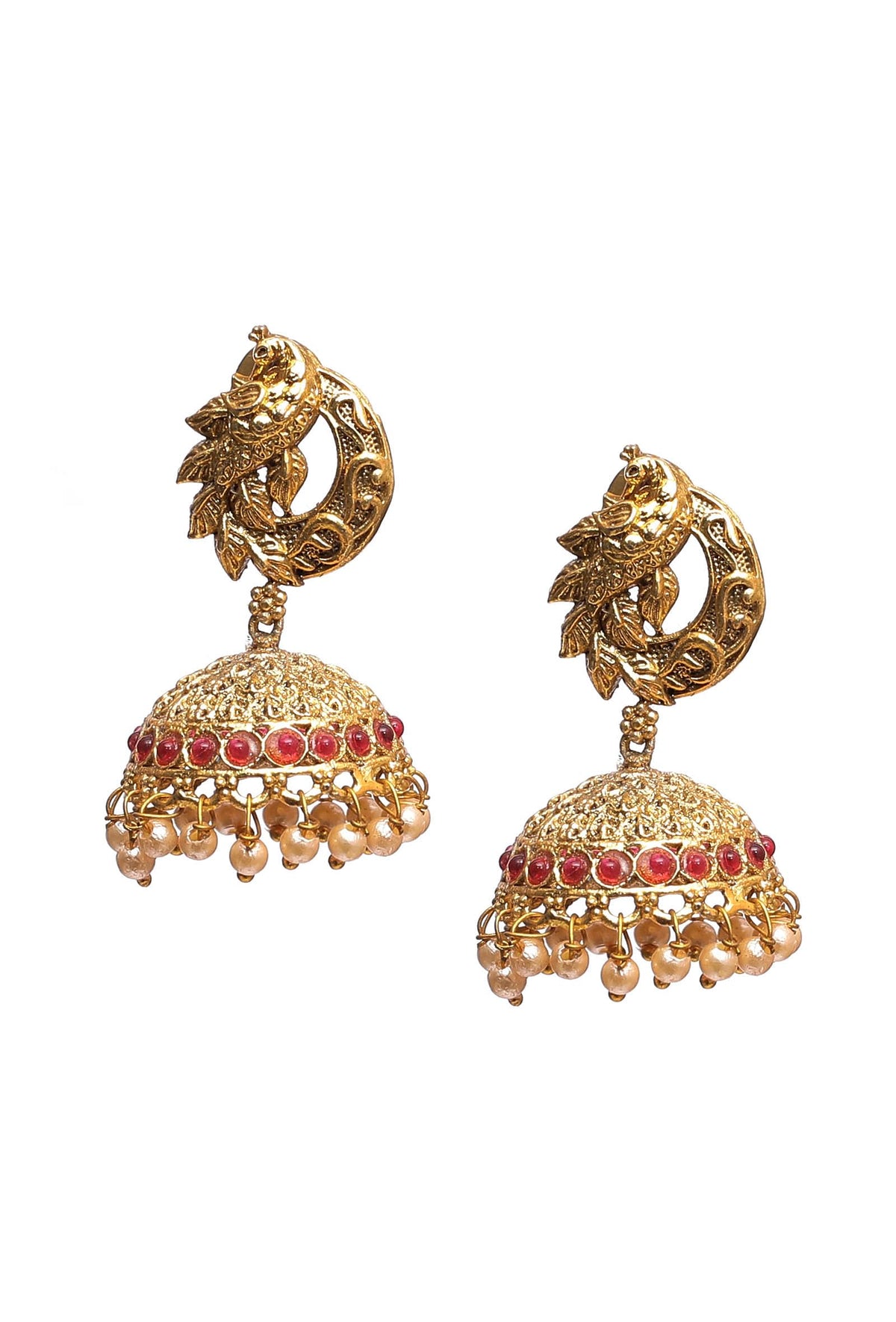Gold & Pink Kundan Brass Earrings