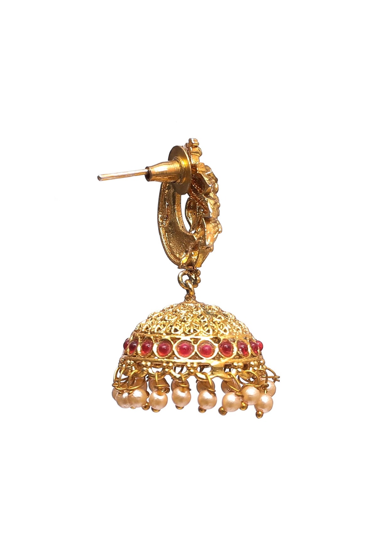 Gold & Pink Kundan Brass Earrings