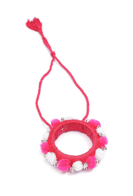 Ferry Pink Pom Pom Handcrafted Necklace