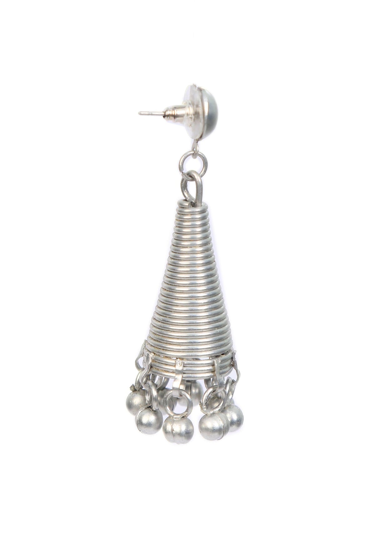 Nur Cone Silver Tribal Earrings