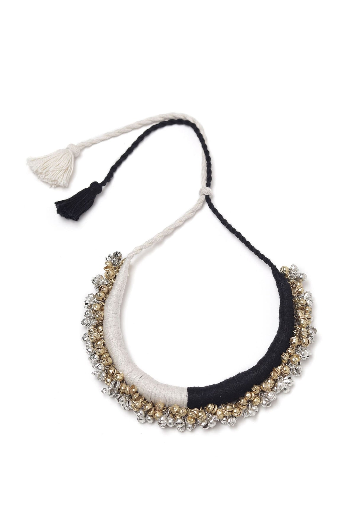 Astira Duo White and Black Tribal Ghungroo Necklace