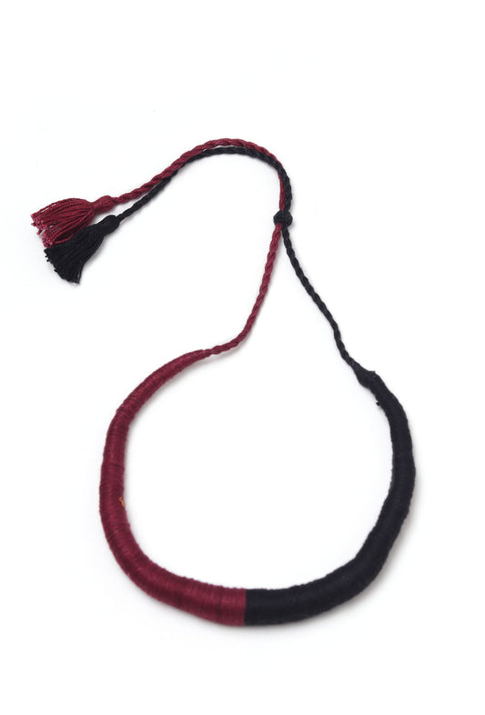 Sana Duo Brown and Black Tribal Thread Necklace