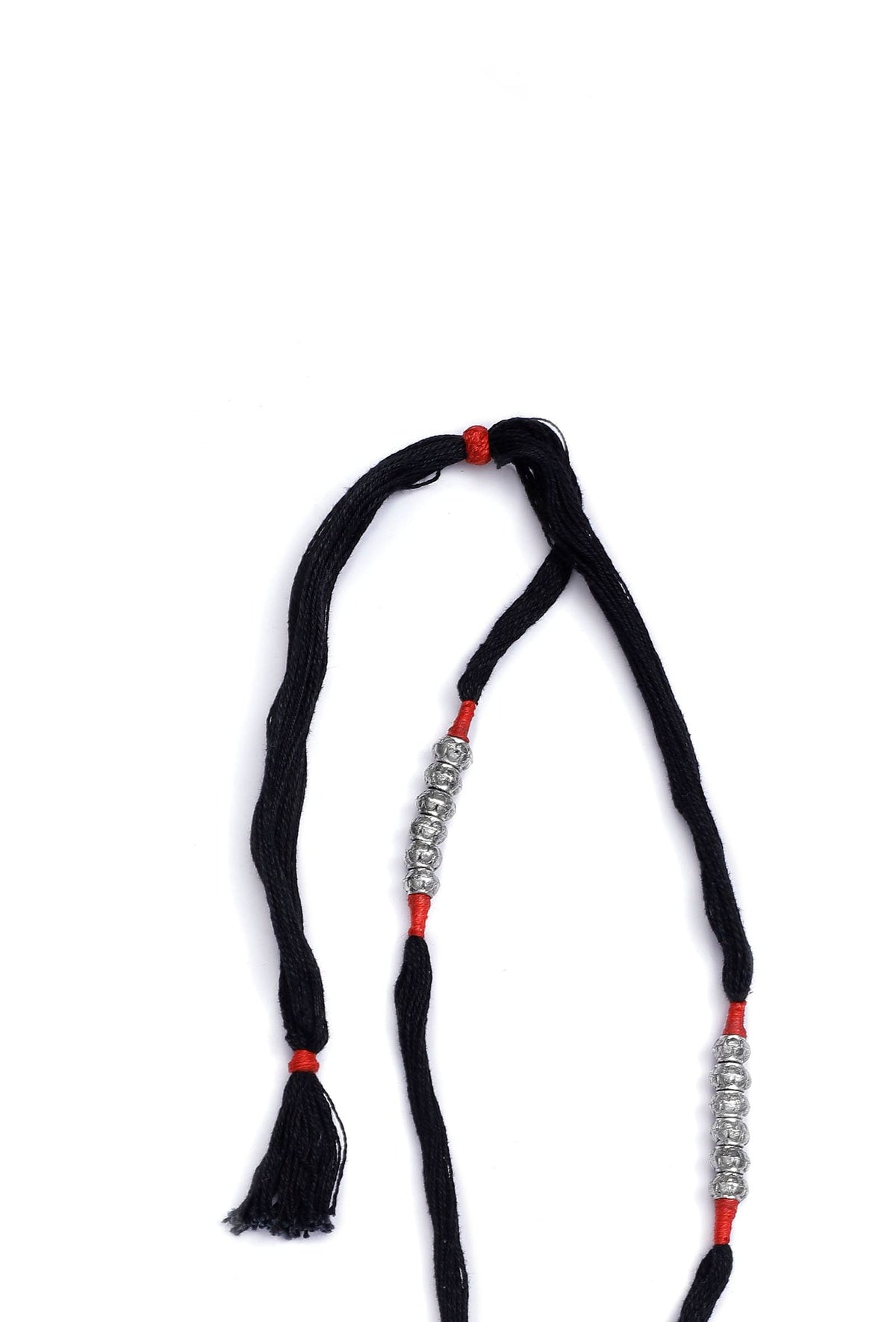 Lishika Red and Black Tassels Tribal Necklace