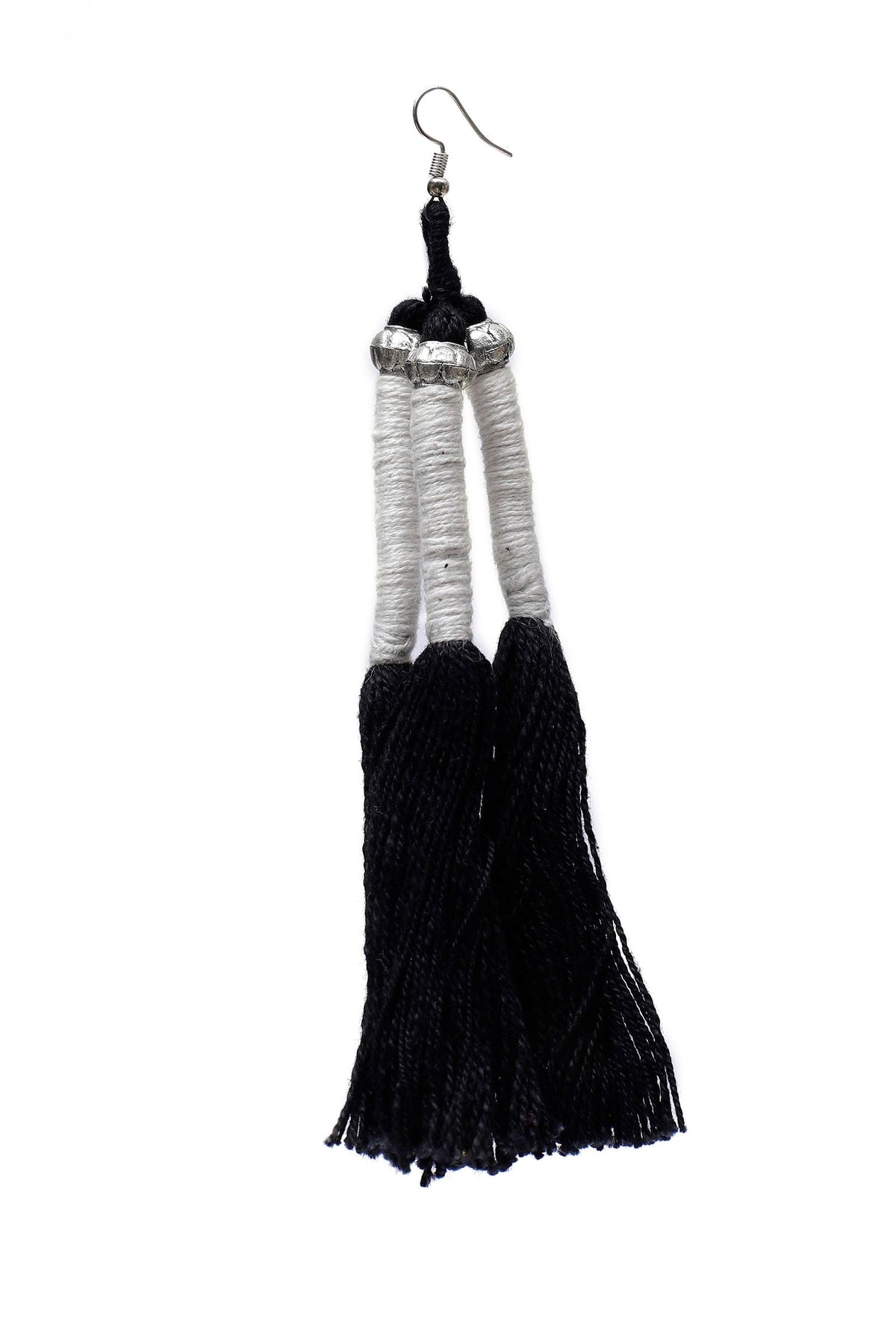 Maksha Black Thread Tassels Earrings