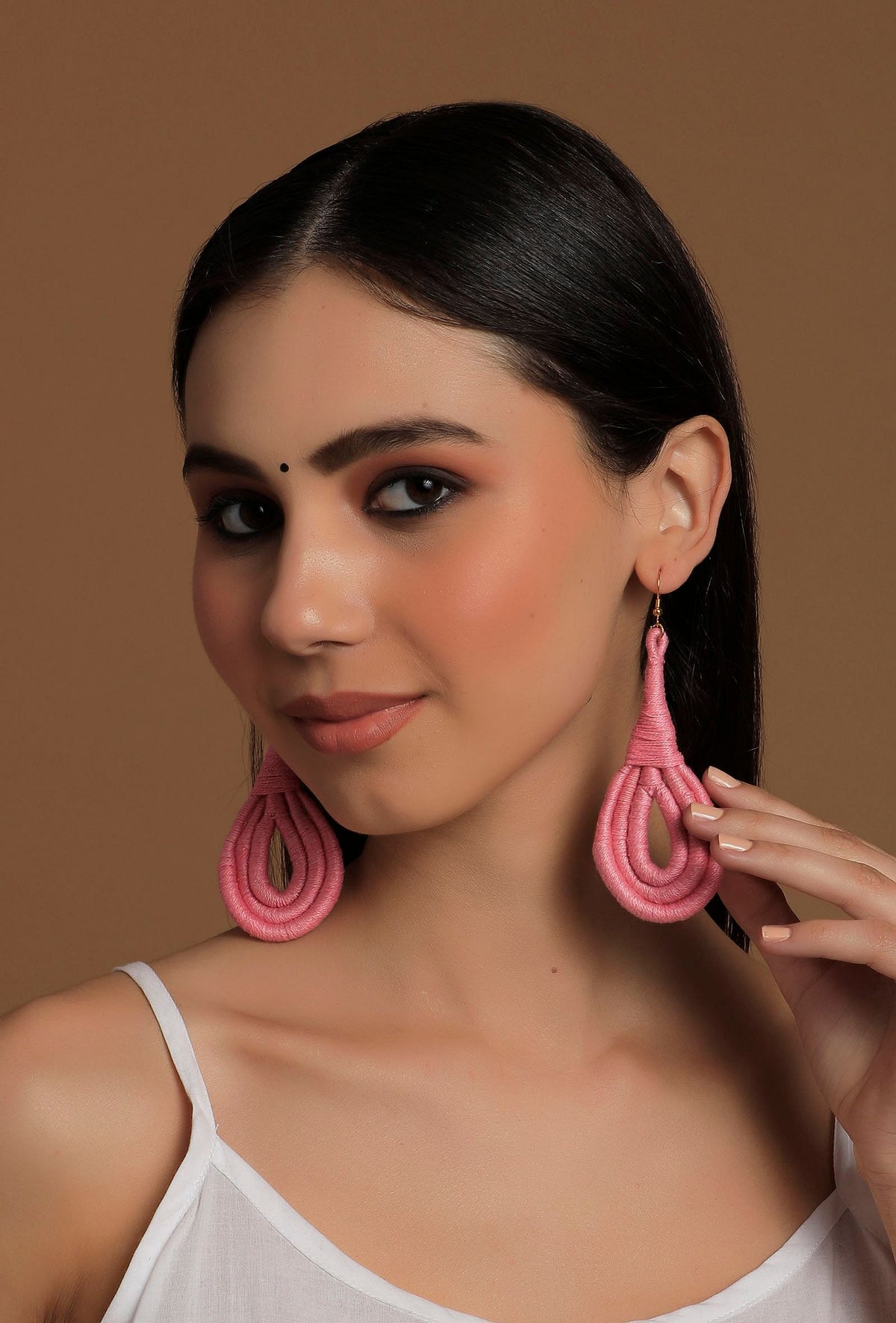 Rosy Pink Thread Tassel Earrings