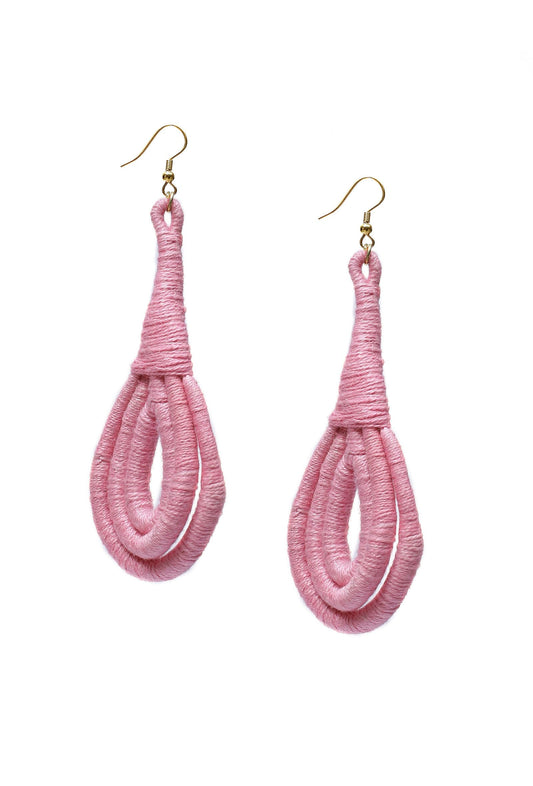Rosy Pink Thread Tassel Earrings