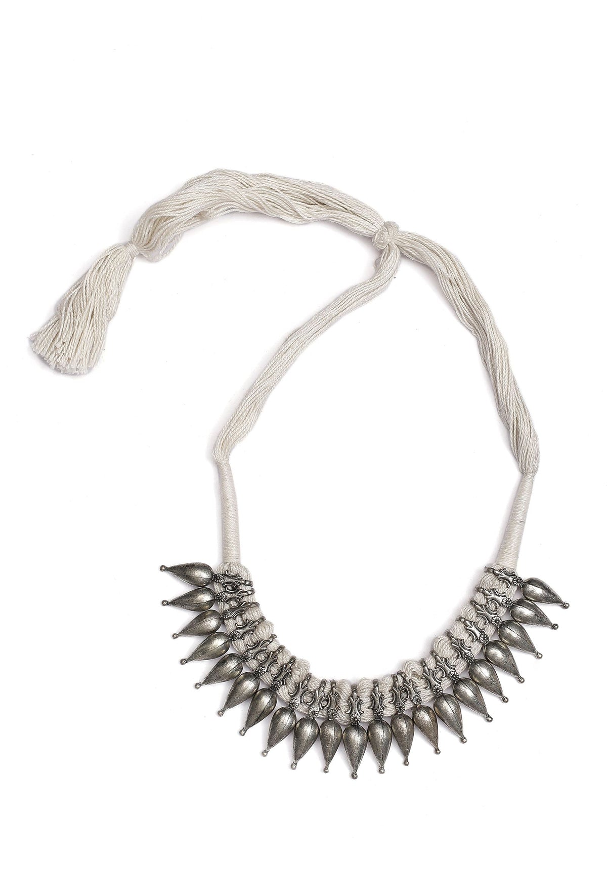 Chandni White Tribal Brass Necklace