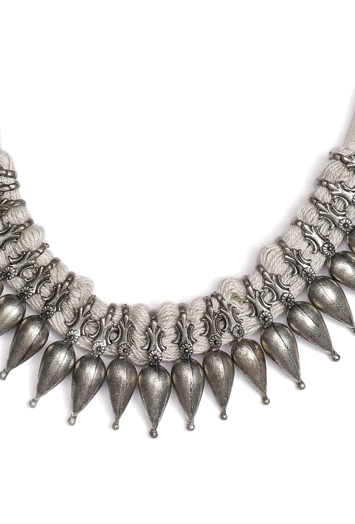 Chandni White Tribal Brass Necklace