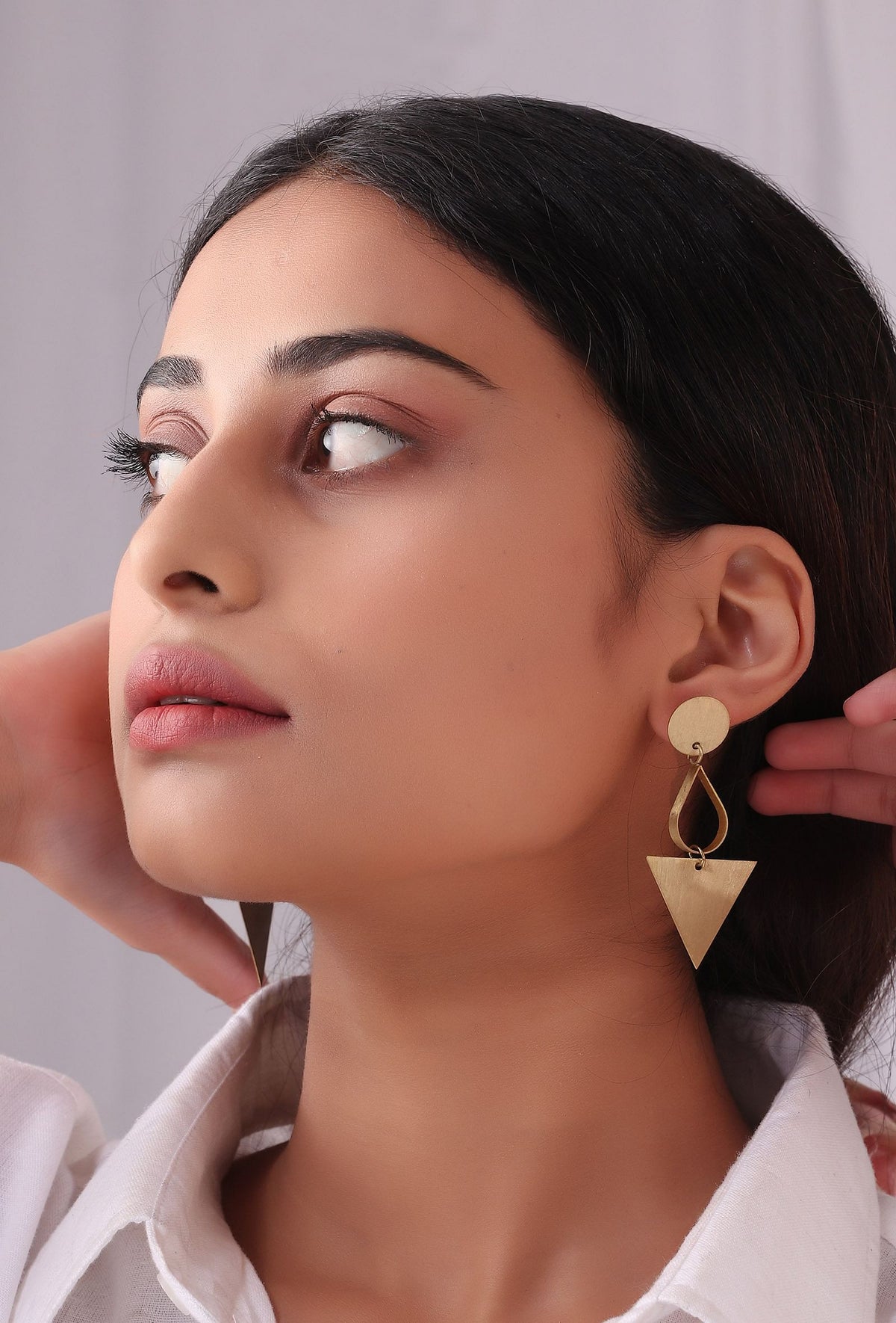 Kiara Triangle Brass Earrings