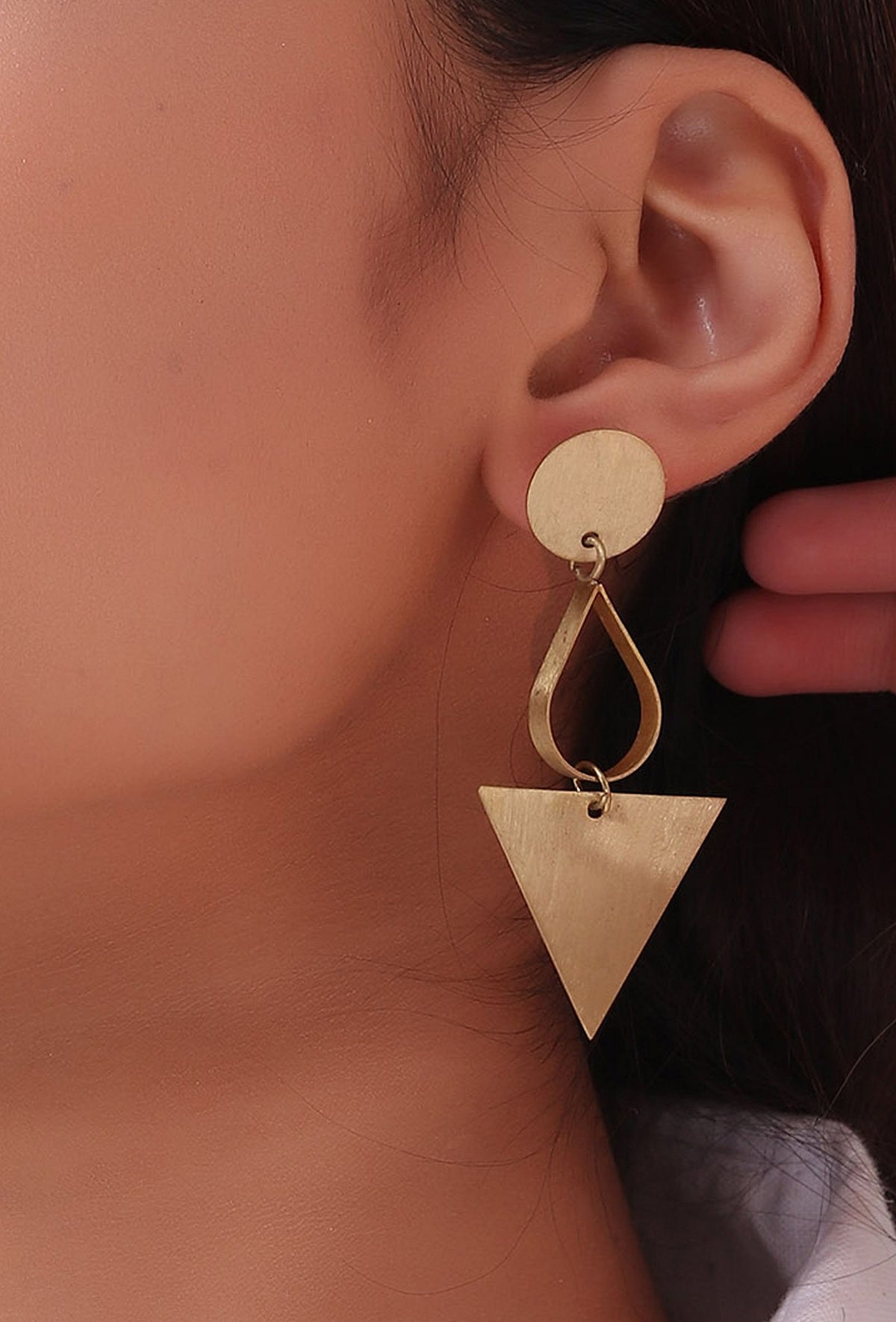 Kiara Triangle Brass Earrings