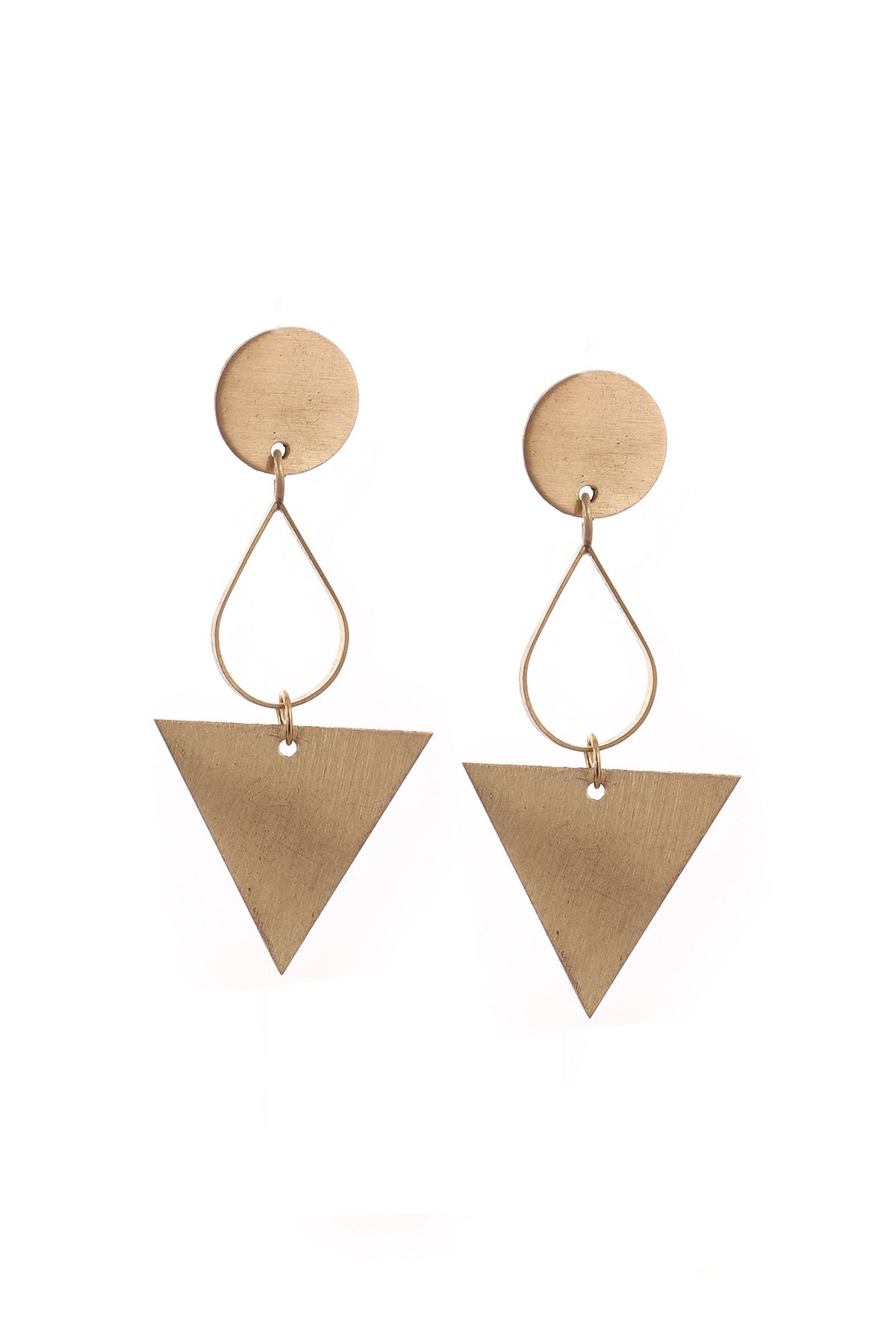Kiara Triangle Brass Earrings