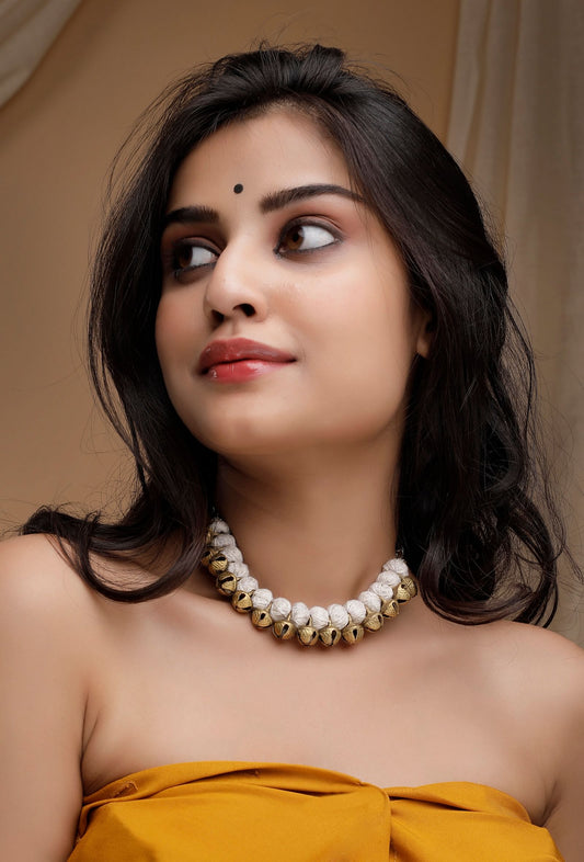 White Thread Copper Tribal Necklace