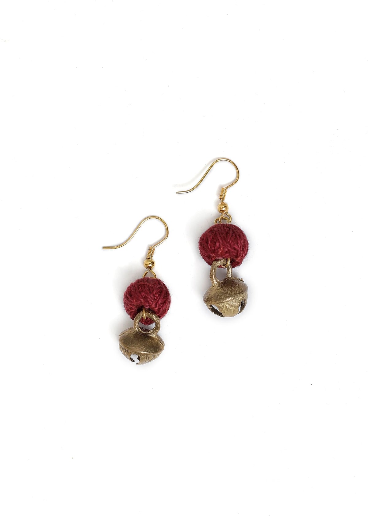 Maroon Bead & Ghungroo Tribal Earrings