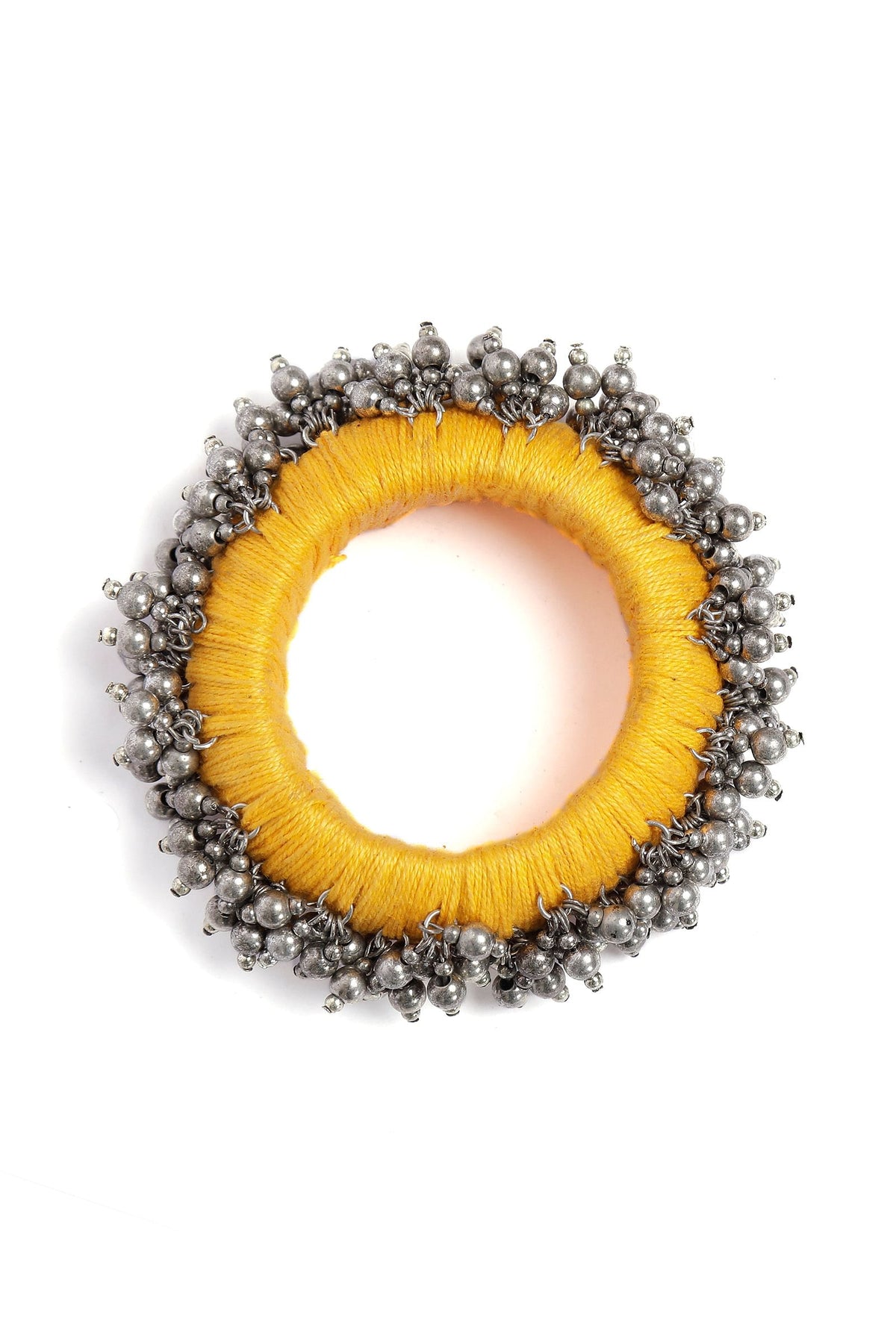 Yellow Thread Wooden Bangles サイズ 2.2（内径 約5.4cm）