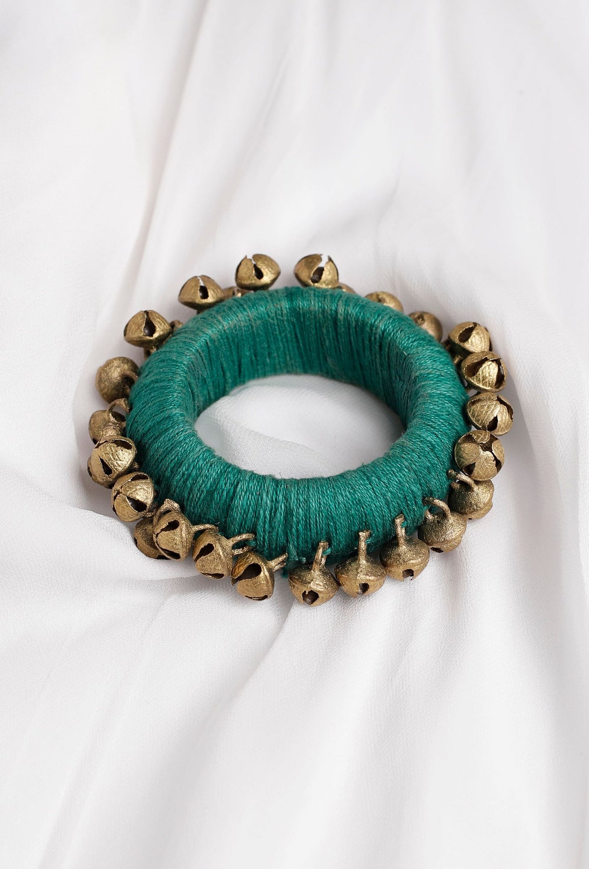 Teal Thread Wooden Bangles サイズ 2.4（内径 約5.7cm）