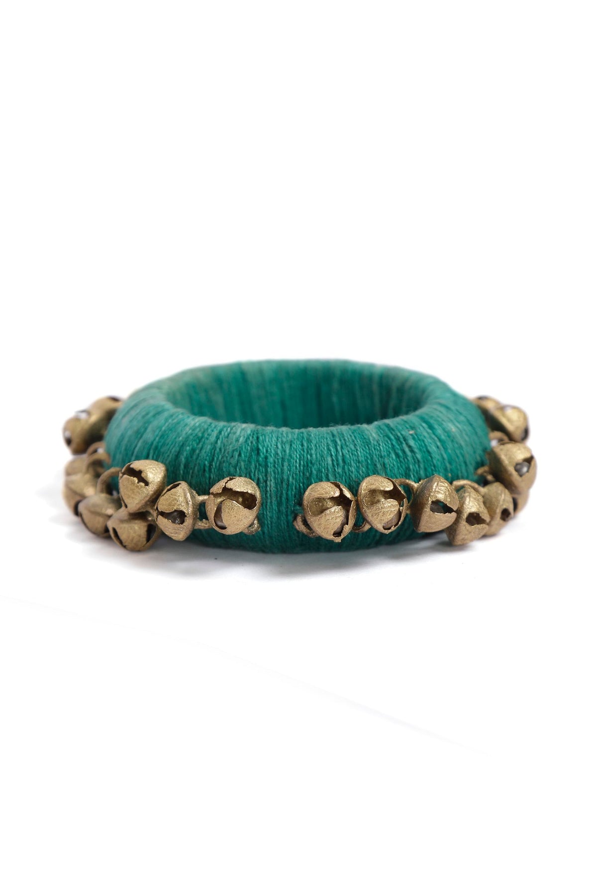 Teal Thread Wooden Bangles サイズ 2.6（内径 約6.0cm）