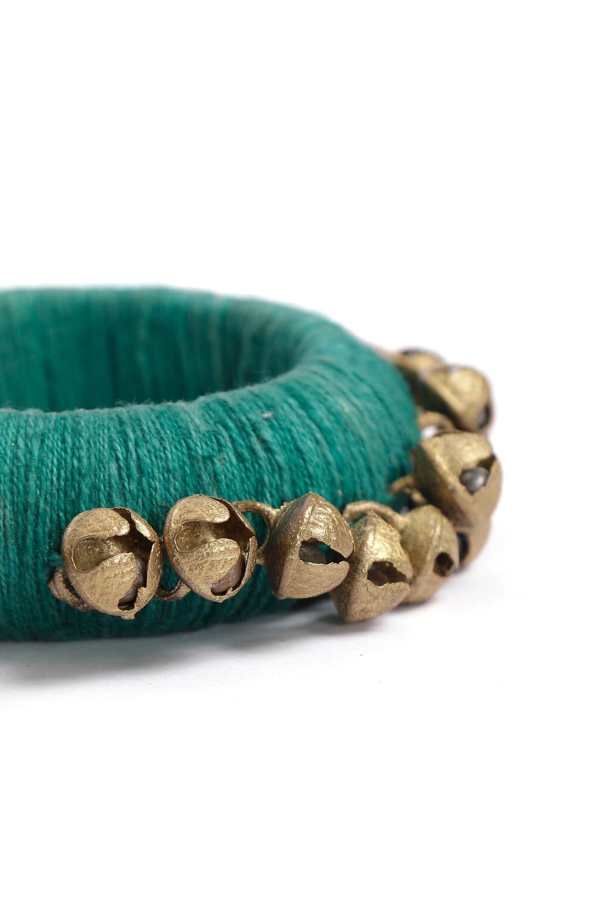 Teal Thread Wooden Bangles サイズ 2.6（内径 約6.0cm）