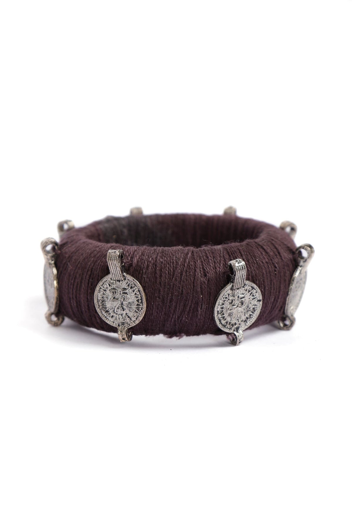 Onyx Brown Thread Wooden Bangles サイズ 2.4（内径 約5.7cm）