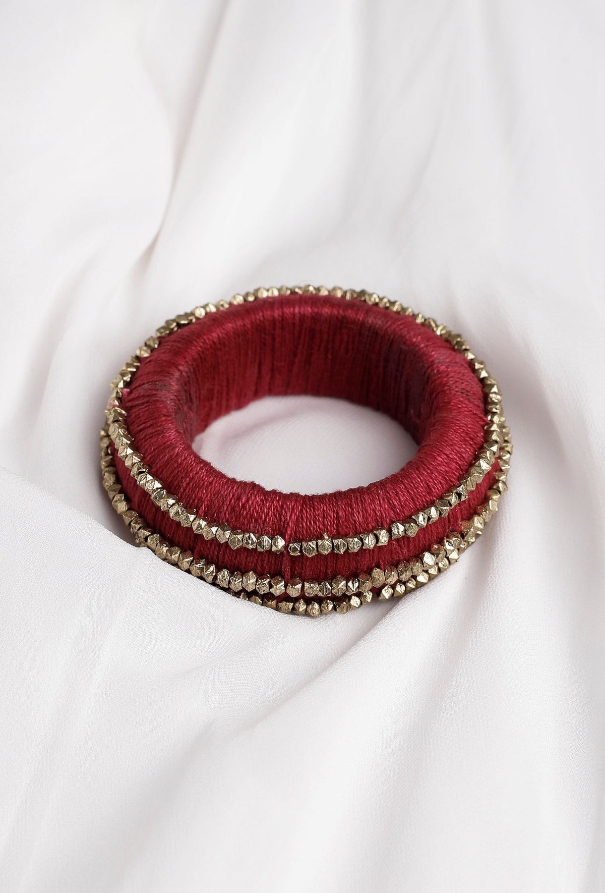 Maroon Thread Wooden Bangles サイズ 2.6（内径 約6.0cm）
