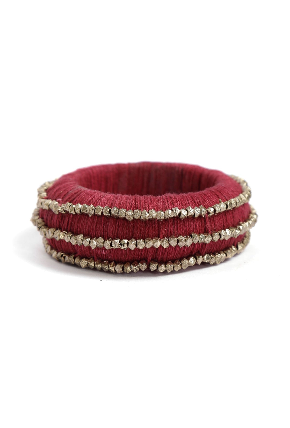 Maroon Thread Wooden Bangles サイズ 2.6（内径 約6.0cm）